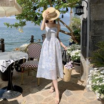 플라워 아오이유우 발리 동남아 해외여행 여름옷 휴양지룩 원피스 긴치마 보헤미안 오프숄더 나시 비치스커트 뒷리본 하와이 커플