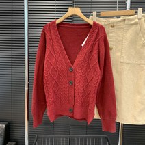 가을니트 가디건 꽈배기 와이드 루즈핏 숏 브이넥 외 스웨터 코트 K30