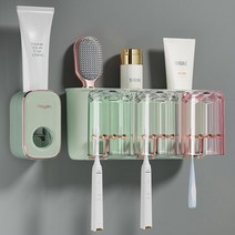 나이스나 다용도 패밀리 칫솔걸이 +컵, 3인용+치약디스팬서, 민트