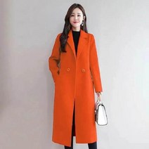 KORELAN 모직 외투 가을 겨울 직통 중장 모직 코트 순색 상의 카디건 여성복