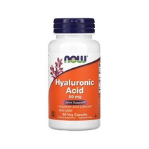 Nowfoods 나우푸드 히알루론산 50mg 60캡슐 Hyaluronic Acid MSM 엠에스엠 Methylsulfonylmethane 히알론산나트륨 채식주의자 비건 kosher