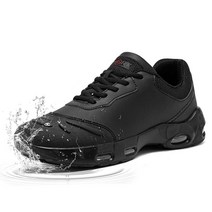 LARNMERN 남성용 미끄럼 방지 작업화 방수 음식 서비스 스니커즈 미끄럼 방지 Zapatos de Trabajo 미끄럼 방지 주방 요리사 신발 에어 쿠션 블랙.
