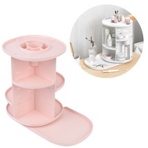 실용적인 회전형 화장품 정리대 거치대 손쉬운 조립 칸막이 메이크업 수납함 미니화장대 소품 시스맥스, 화이트