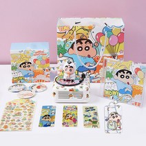 짱구 짱구는못말려 블루투스스피커 레트로 턴테이블 레코드 LP플레이어 스타일 미니스피커, 스피커+선물세트