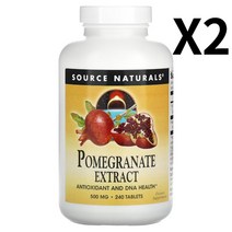 [2병묶음]소스내추럴스 석류추출물 Pomegranate Extract 250mg 240정 산출 엘라그산 엘라직산 Ellagic Acid, 1개, 기본