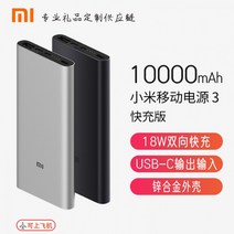 샤오미보조배터리 Xiaomi 충전 보물 3 세대 Type C 출력 양방향 빠른 적합, 스톤 블랙:10000 mA