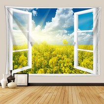 셀프 도배 벽지 단열 부분 실크 붙이는 수입 자연 풍경 창 태피스트리 벽걸이 보헤미안 비치 마운틴 패, 05 KIU-5_04 150cmx150cm