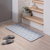 브리티쉬노만 헥사곤 PVC 양면 주방 다용도 쿠션매트 (중), 그레이+화이트