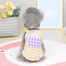 HALOKAIYA 사랑의 도안 곰돌이 멜빵치마 강아지 봄/여름 얇은 편안하게 외출 산책 애완동물 의류 고양이 중/소형견, 보라색