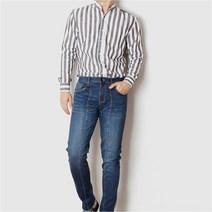 코지 남자 차이나카라 스트라이프 긴팔 빅사이즈 데일리 셔츠