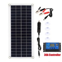 [해외]300W 태양 전지 패널 12V 5V 듀얼 USB 10-60A 컨트롤러 자동차 요트 RV 배터리 충전기에 대 한 방수 단결정 태양 전지 태양광패널, 30A 컨트롤러 포함