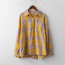 봄 여름 가을 겨울 여성 루즈핏 오버핏 체크셔츠 롱 남방