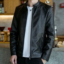봄 남자용 가죽 자켓 오토바이 정장 PU 옷깃 타기 봄과 가을, 3XL, 블랙(레귤러)