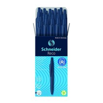 Schneider Reco 볼펜 M (미디엄) 리필 가능 및 접이식 블루 배럴 펜 20개 상자 잉크 (131813)