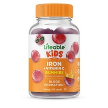 Lifeable 아동용 철분 - 비타민 C 함유 - 10mg - 훌륭한 맛의 천연 맛 젤리 보충제 - 글루텐 프리 채식주의자 GMO 프리 츄어블 - 철분 결핍용 - 아동용 - 젤리