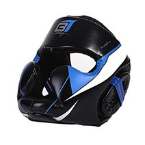 복싱용품 풀 커버 PU 복싱 헬멧 5 사이즈 성인 무에타이 훈련 스파링 헤드 기어 체육관, BRONJEE blue+L