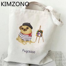 쇼핑백 퍼그 쇼핑 가방 bolsas de tela bolsa 재사용 가능한 캔버스 식료품 bolso 토트 백 cabas shoping ecobag, 1.54361