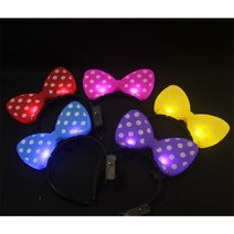 LED 머리띠 깜빡이는 리본 왕관 토끼 악마뿔 야광 콘서트 축제, (01)깜빡리본머리띠(레드)