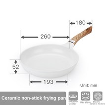 세라믹 웍 프라이팬 팬 아침 식사 메이커 두꺼운 오믈렛 팬 들러붙지 않는 계란 팬케이크 스테이크 요리, 03 26cm