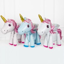 제이벌룬 은박 생일풍선 세트, 스탠딩에어벌룬 유니콘 핑크