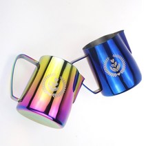 우유 김이 나는 Frothing 투수 스테인레스 스틸 비 스틱 우유 주전자 당겨 꽃 컵 커피에 적합 카푸치노 라떼 아트 600ml|Milk Jugs|, 1개, 다채로운, 600ml