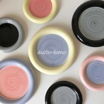 하우캔아이 세라믹 플레이트 모던 블랙 그레이 홈카페, 스몰 그레이 블랙, 1개