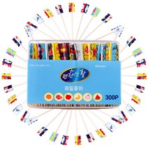 300P 소형 컬러 과일꽂이 롯데 과일꼬지 과일안주 대용량 이쑤시개 가정용 업소용 손님접대 자작나무 요지, 300p 사각(8cm)