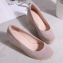 공주 케이트의 같은 스웨이드 웨지 싱글 신발 여성의 얕은 입 Espadrilles 봄과 가을 샌들 하이힐
