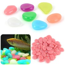 어항돌 수조돌 야광돌 플라스틱 50PCS 자갈돌 어항용품, 50개, 본색(형광)