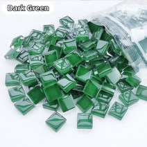 정사각형 유리 모자이크 타일 100 개 (100g/3.5oz) 1cm/0.39in 0.4cm/0.15in 두께 DIY 공예 제작 재료, Dark Green, 100g-3.52oz, Dark Green