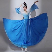 여자 여름 개량 원피스 돌잔치 웨딩 한복 무용 공연 의상 전통혼례복 Qingshan Yuandai 고전 무용 공연 의상 여성의 우아한 고대 의상 여성 그룹 댄스 한과 당나라 댄스 의상 미술 시험 복