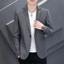 남성 키 커보이는 체크 자켓 격자 무늬 정장 봄 가을 슬림 캐주얼 재킷 비즈니스 유럽스타일