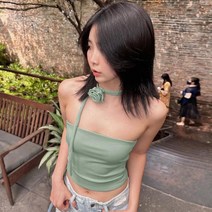 1+1 노브라티 언더붑 브라티셔츠 목장식 크롭티 A32