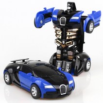 반려로봇 변형 차량 충돌 충격 원 버튼 관성 Bugatti Veyron 장난감 자동차 변압기 로봇 아이 어린이 선물, 02 blue