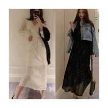 [바바라] [옷장]잎새 쉬폰 롱 원피스