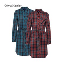 [올리비아하슬러] 롱 체크 벨티드 블라우스_OH0FBL207