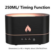 미니가습기 회사용가습기 C2 Dropshipping 화염 가습기 아로마 디퓨저 초음파 쿨 안개 제조기 Led 에센셜 오일 불꽃 램프, [05] Black A 250ml