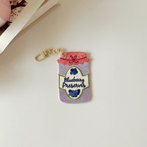 잼통 예쁜키링 자수 귀여운 참장식 가방 백참 특이한 열쇠고리, 옐로우