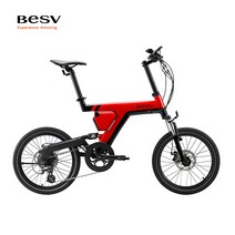 배달용전기자전거 가성비전기자전거 접이식 배달 전동 besv psa1 리튬 어시스트 7 단 앞뒤 디스크 브레이크 도시 남녀 앞뒤 충격 흡수 소프트 테일, 빨간색, 20인치