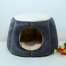 인플루언서 사계절 범용 고양이집 에어맥스 테디 중소형 개집 고양이집 원형 반려동물 멀티텐트, 라지(8근 이내)_둥근 테이블웨어 진회색