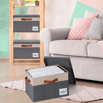 GhvyenntteS 패브릭 통 3개의 손잡이가 있는 선반용 대형 보관 바구니.. 정품보장, Large-6 Pack, Beige 6 Pack