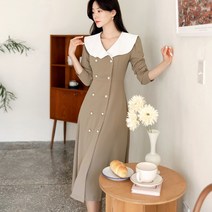 시크라인 페레이라 와이드 러플 카라 원피스