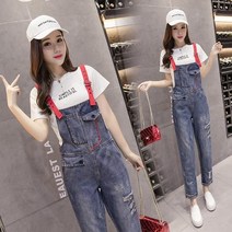 여자 여성 멜빵바지 여름 청 점프수트 데님 멜빵 바지