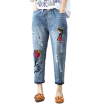 나다운커머스 여성 챔프데님팬츠 5컬러 데님 청 바지 하의 팬츠 빅사이즈 자수 허리 밴딩 슬림 캐주얼 데일리룩 데이트룩 이월 이월상품