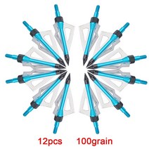 100 그레인 화살/브로드 헤드 교체 가능 3 블레이드 화살 팁 석궁 장궁 사냥 대상 슈팅 액세서리 6 개/12, 10 12pcs Blue