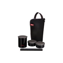 조지루시 마호빈 (ZOJIRUSHI) 스테인레스 죽통 보온 도시락통 하락 & 런치 백 付き 전자레인지/전자렌지 대응 밥 용 그 릇 0.24L 반찬 용 그 릇 0.19L × 2 개 블랙 SZ-JB02-BA
