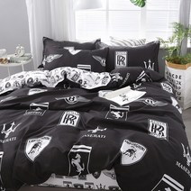 (침구 커버 세트)심플 다크 그레이 스몰 체크 침대 4종 세트 싱글 더블 1.5m 시트이불 커버 세트 3종세트이불 커버+베개커버