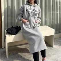 쉐얼유 여성 엔와이씨 나염 기모 후드 롱원피스