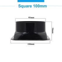 덕트 75-300mm ABS 플랜지 덕트 팬 호스 커넥터 주방 후드 환기 파이프 용 공기 어댑터 배기구 연결, 10 Square 100mm