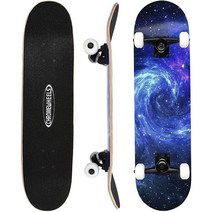 ChromeWheels 78.7cm(31인치) 스케이트보드 컴플리트 스케이트보드 더블 킥 스케이트 보드 7겹 캐나다 단풍나무 데크 스케이트보드 어린이 및 초보자용, Starry Sky 3